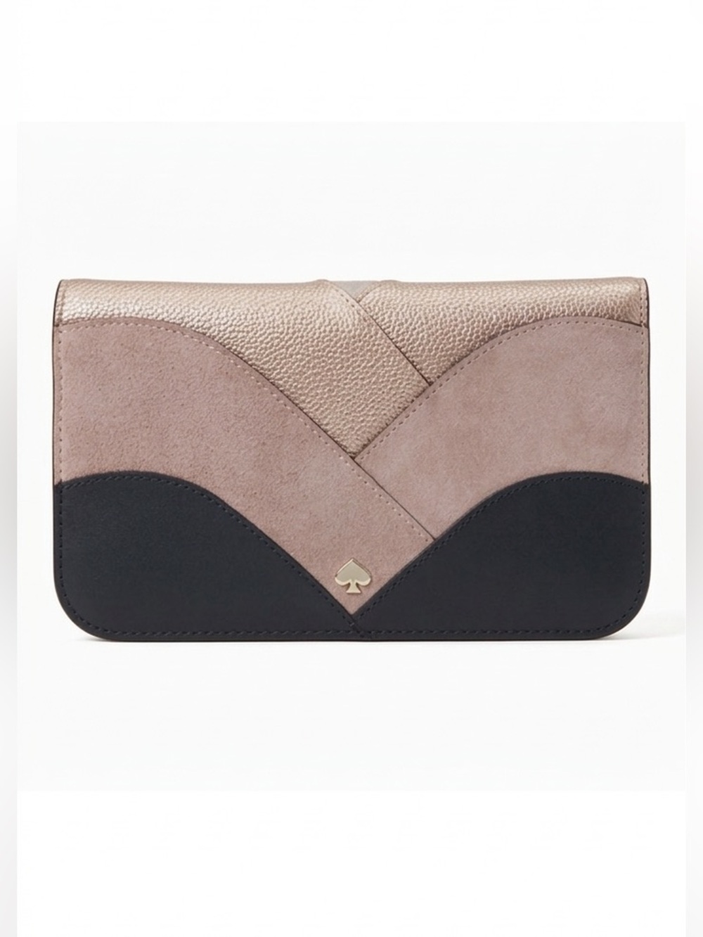 Kate Spade Nadine Patchwork Clutch Wallet Navy Blue and Pink Retro Hippie